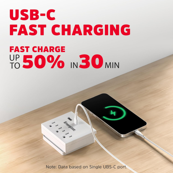 dbff9d_1ef90948336e44f9bea9dd03e0643c54mv2.png Regleta Energizer 3 Tomas + 2 Puertos - USB A + USB C - YB-203-2U-P