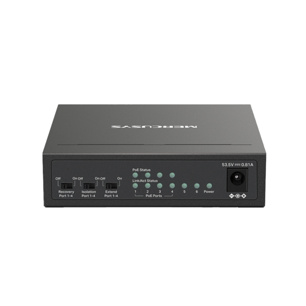 Switch Mercusys 6 Puertos MS106LP 10/100 Mbps Desk 4 Puertos+ PoE
