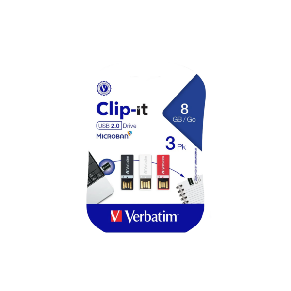 Pendrive 8GB Verbatim Clip-It (3 Pack)
