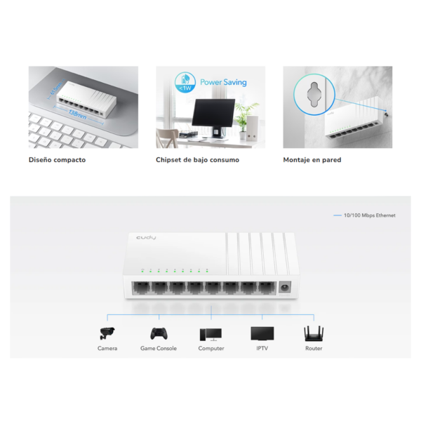 Switch Cudy 8 Puertos FS108D 10/100 Mbps