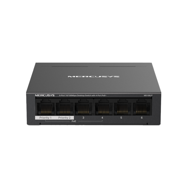 Switch Mercusys 6 Puertos MS106LP 10/100 Mbps Desk 4 Puertos+ PoE