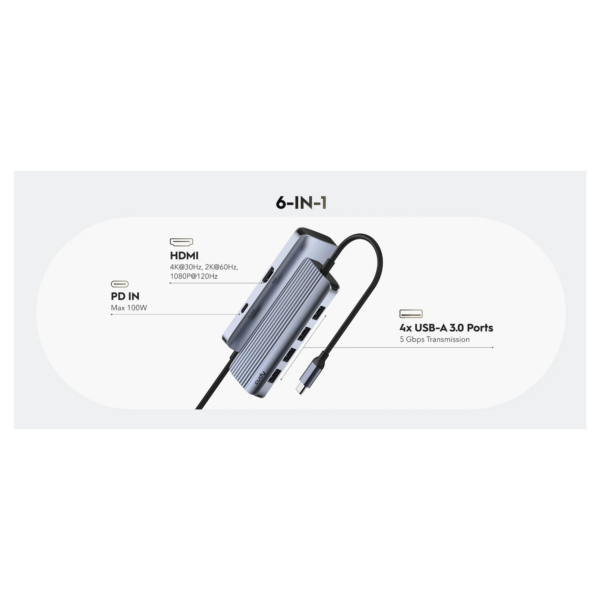 Hub Cudy UH500 Tipo C 6 en 1