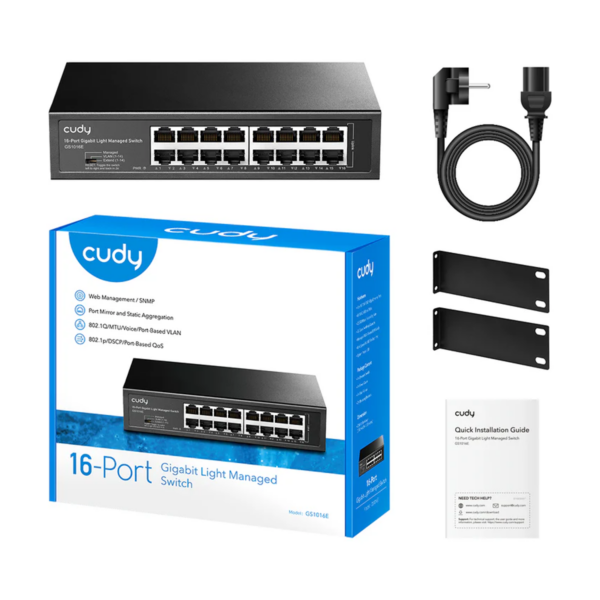 Switch Cudy 16 Puertos GS1016E Gigabit Light Administrable