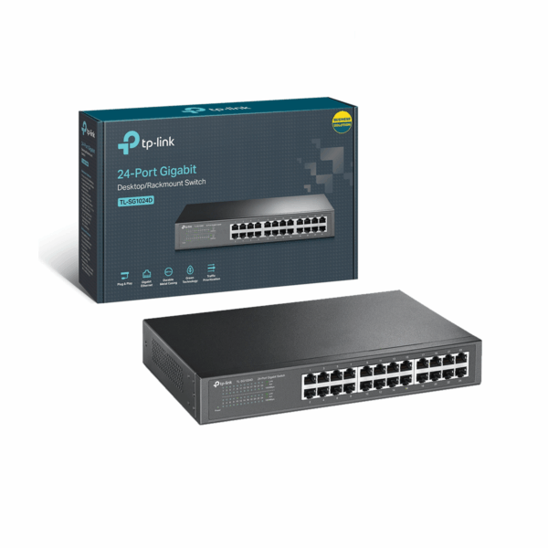 dcd309_027507858e8f4fc3b8eb36f5e75a48a2mv2.png Switch Tp-Link 24 Puertos TL-SG1024D Gigabit Rackmount / Desk