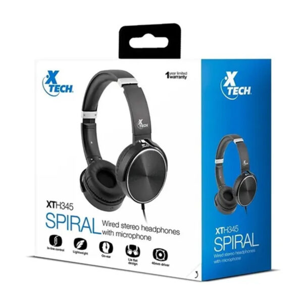 Audifonos de diadema con cable y microfono spiral Xtech xth-345