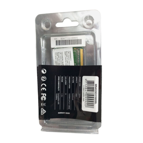 Memoria Ram Laptop PNY DDR3 4GB 1600mhz Pc3-12800