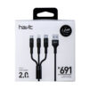 Cable USB 3 en 1 negro Havit hv-h691