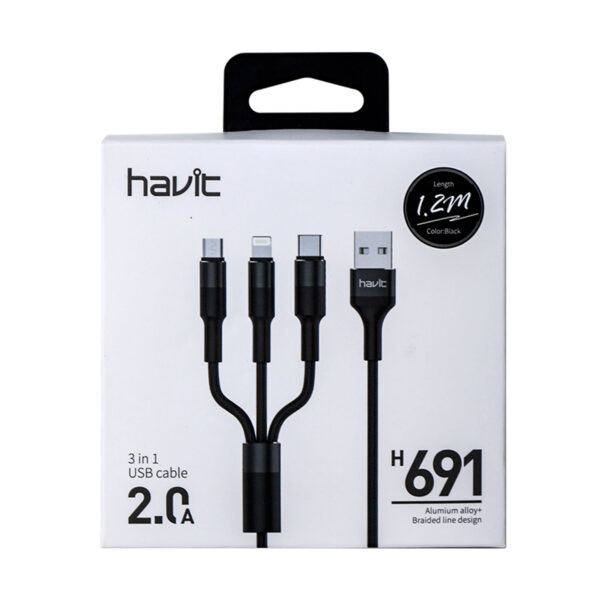 Cable USB 3 en 1 negro Havit hv-h691
