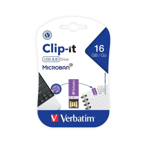 Pendrive 16GB Verbatim Clip-it 2.0 Violeta